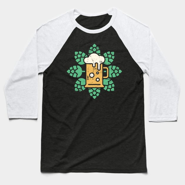 Retro Craft Beer Hops Baseball T-Shirt by MeatMan